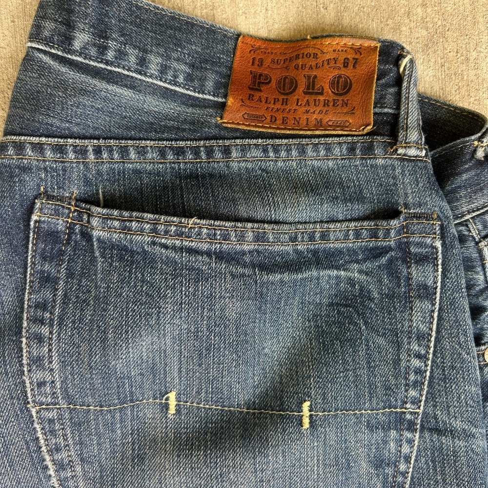 Polo Ralph Lauren 867 Jeans 36x34 Blue Dark Wash Straight Leg Vintage 90s - Picture 4 of 7